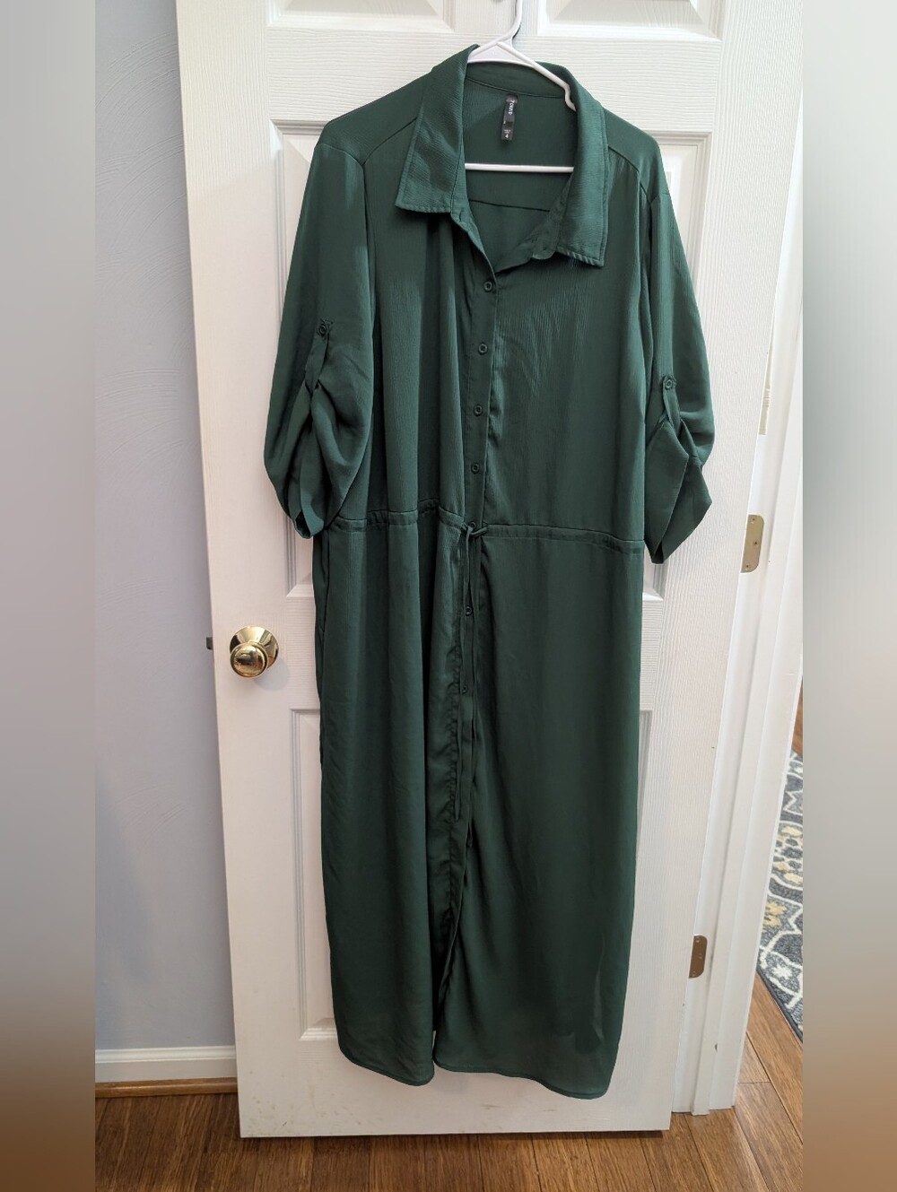 Forest Green Button-Front Cover Up